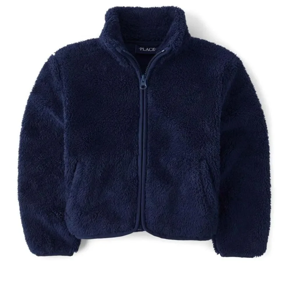 The Children's Place Girls Long Sleeve Heavyweight Zip Up Jacket Blue L (10/12)
